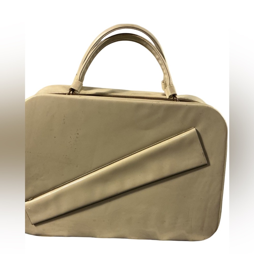 VINTAGE 1970s Classic White Patent Top-Handle Women's Bag
